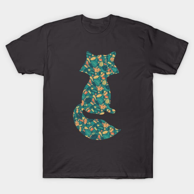 Foxes in a Colorful Jungle With Flowers - Silhouette T-Shirt by zorrorojo